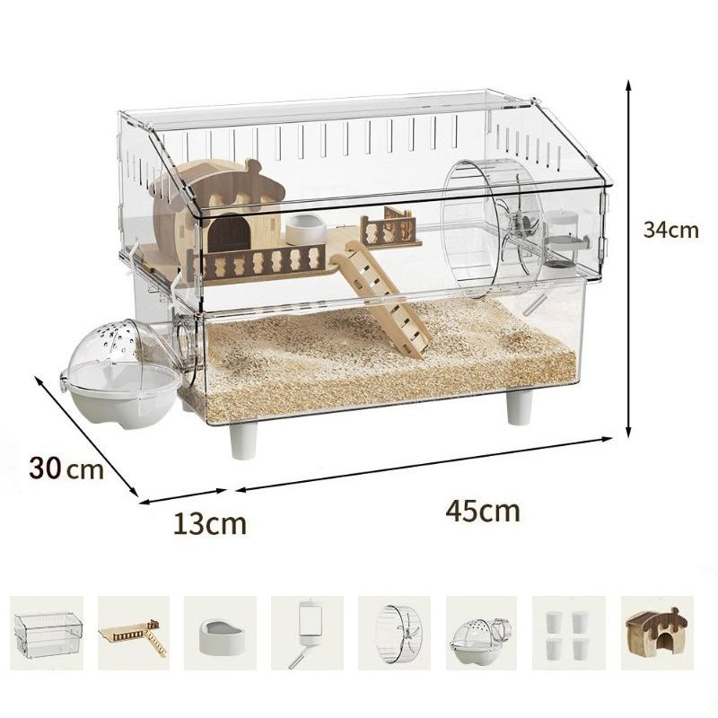 Transparent Hamster Cage Large Luxury Hamster Cages Hamsters Hideout House Accessories with Bathroom Hamsters Wheel Houses