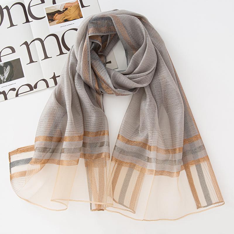 

Luxury Wrap Fashion Striped Scarf Shimmer Hijab Classic Shawl Design Long Muslim Women Smooth Soft Underscarf Hijabs