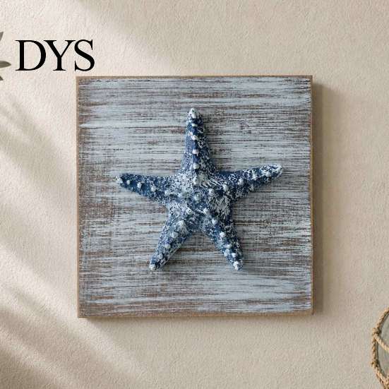 Coastal Wall Decor 3D Conch/Starfish/Shell Wooden Art, Distressed Style Decoration, Mediterranean Ocean Inspired for Bedroom Living Room or