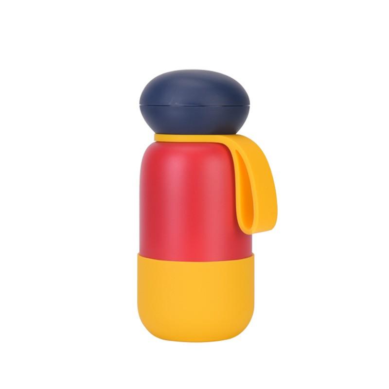 Borraccia da Viaggio Termica Sottovuoto in Acciaio Inossidabile da 450ml con Anello Maniglia per Sport all'Aperto, Ufficio, Campeggio