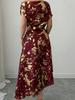Asymmetrical Shoulder Gold Foil Pleated Dress for Women