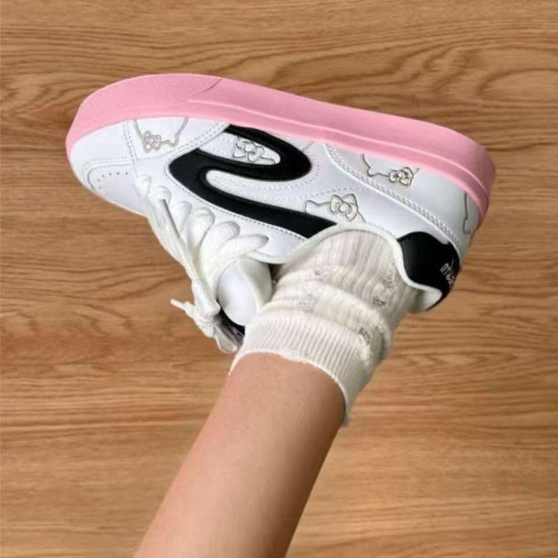 Herbst weißes Pulver Spleißen Katze Brot Schuhe Damen Retro Nische Design Skateboard Schuhe Plateau Rutschfeste Sneaker