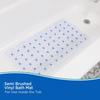 Vinyl Bath Mat with Suction Cups Soft Bristled Texture Non-Slip Shower Mat Drain Holes Smooth Surfaces 27.5x15.5 Inches