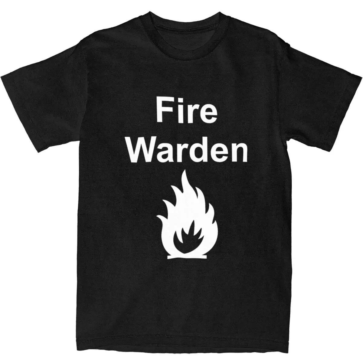

Fire Warden By Exit Incorporated Cotton T Shirts Hippie Tee Shirt for Men Summer Y2K Retro Pattern Short Sleeve Top Tees XXXL