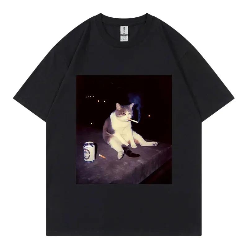 Cool Cat Fashion Casual Short Sleeve TShirt Streetwear Unisex Harajuku Y2K Fashion Casual Loose Cotton Summer New TShirt