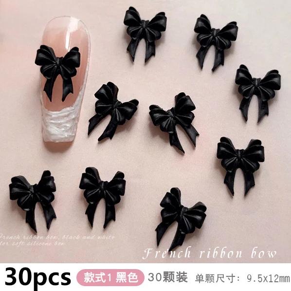 French Ribbons Colorful Resin Cute Bowknot Charm Leopard Print Bow Tie Nail Art Decorations Manicure Tools Accessories Wholesale