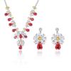 European Style Zirconia Flower Water Drop Necklace & Earrings Set