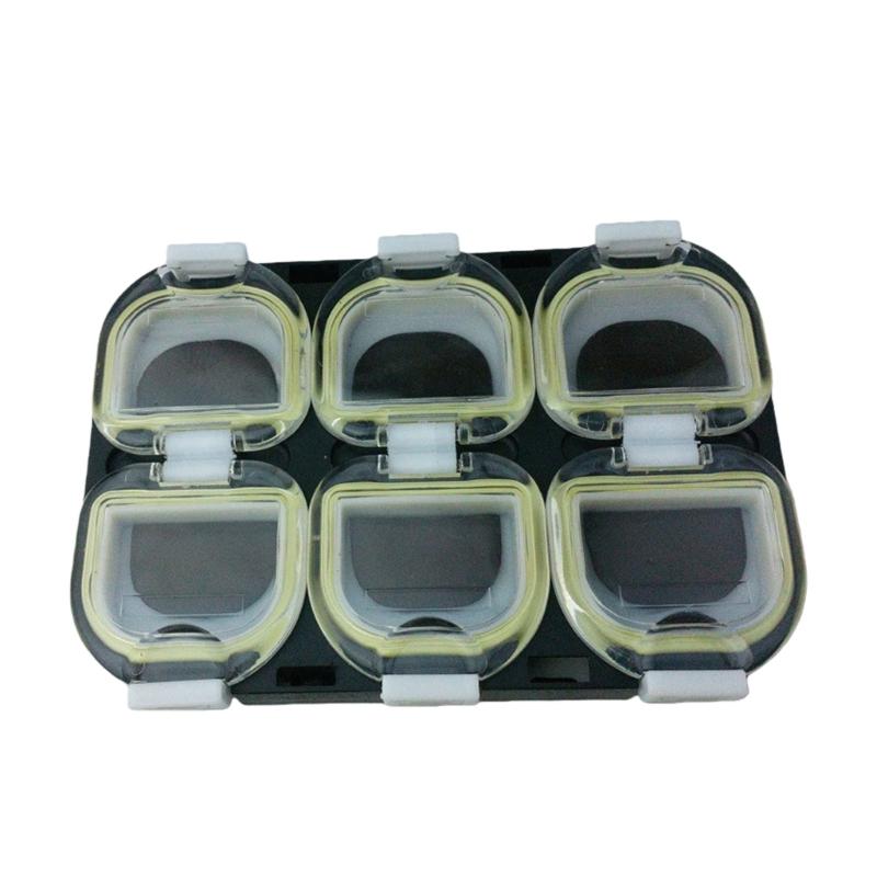 

Магнитный пластиковый контейнер-коробка на 6 ячеек для хранения рыболовных крючков с прозрачной крышкой Компактные органайзеры для рыболовных снастей чёрный