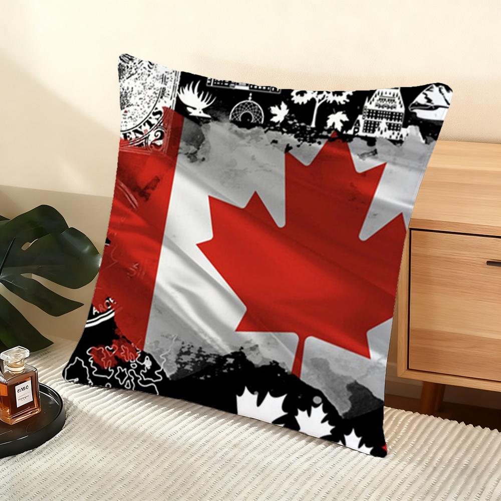 Canada Canadian Flag Ca Leaf Cushion Cover Soft Short Plush Pillow Cover Smooth Cozy Texture Aesthetic Cushion Case Home Decor