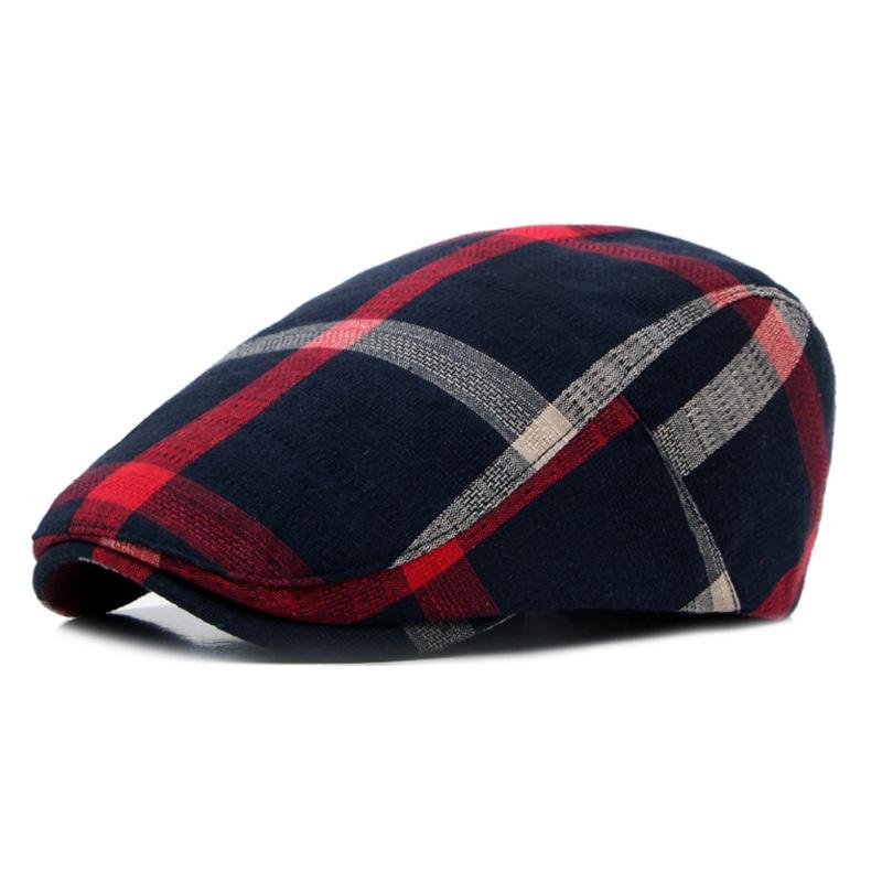 Stylish Unisex Beret Cap Vintage Plaid Pattern In 5 Colors