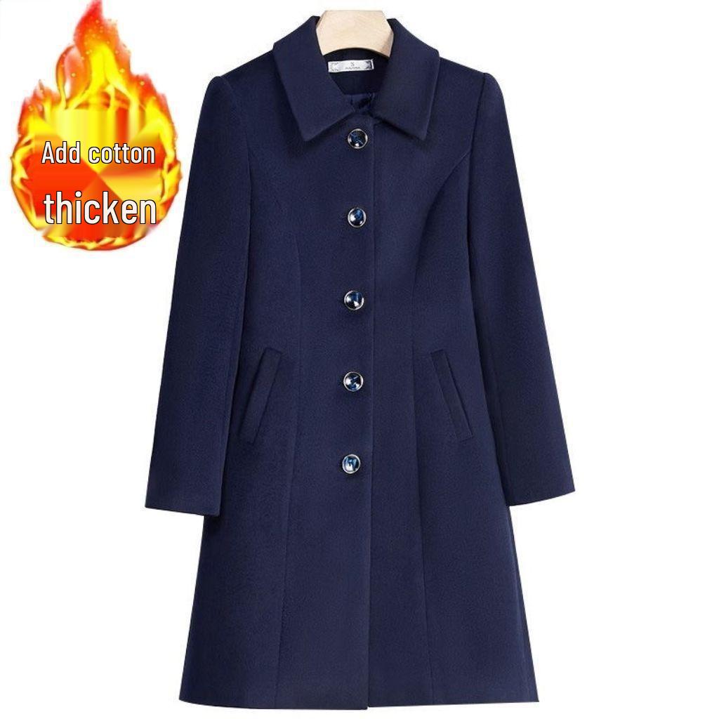 Women's Elegant Black Wool Coat - Autumn/Winter Professional & Casual Wear