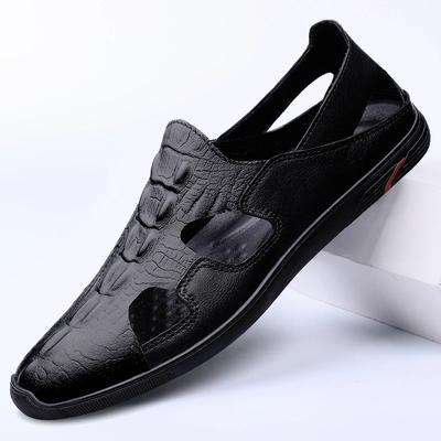 Handgefertigte Leder-Freizeitschuhe für Herren Klassische Herrensandalen Sommer Outdoor Walking Männliche Sneaker Atmungsaktive Herren Hollow Out Flats