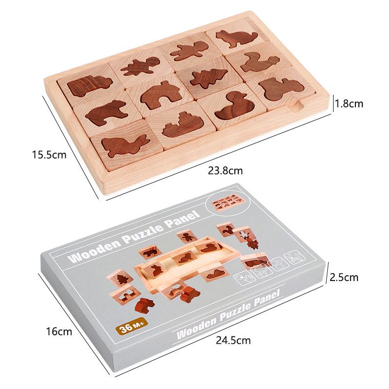 Wooden Animal Shape Matching Blocks for Early Learning and Training