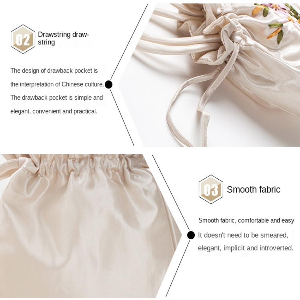 Embroidered Flower Pattern Women Bucket Bag National Phone Bag Ladies Small Dacron Top Handle Bag Casual Occasions