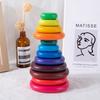 Stacking Balance, Early Childhood Education Rainbow Stacked Stone Pebble Building Block Color Cognition Stacked Music Toys