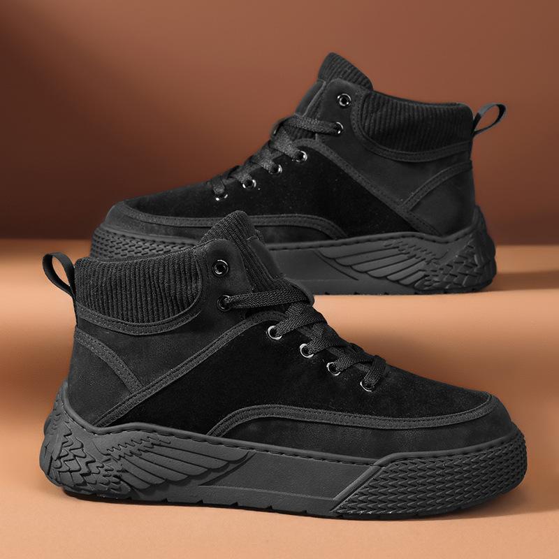 

Autumn and winter new mid-top leather Martin boots men s trend tooling shoes versatile casual fashion sports trendy shoes 39 чорний