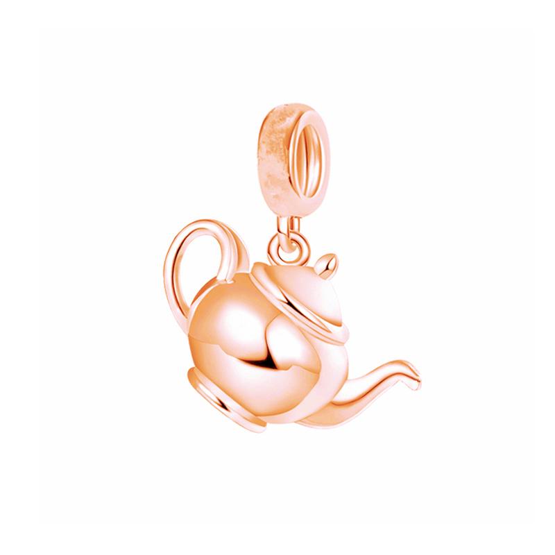 Rose gold plated Exquisite Bead Sparkling Pink Hot Air Balloon Dangle Charm for Women fit European Original Bracelet DIY Jewelry