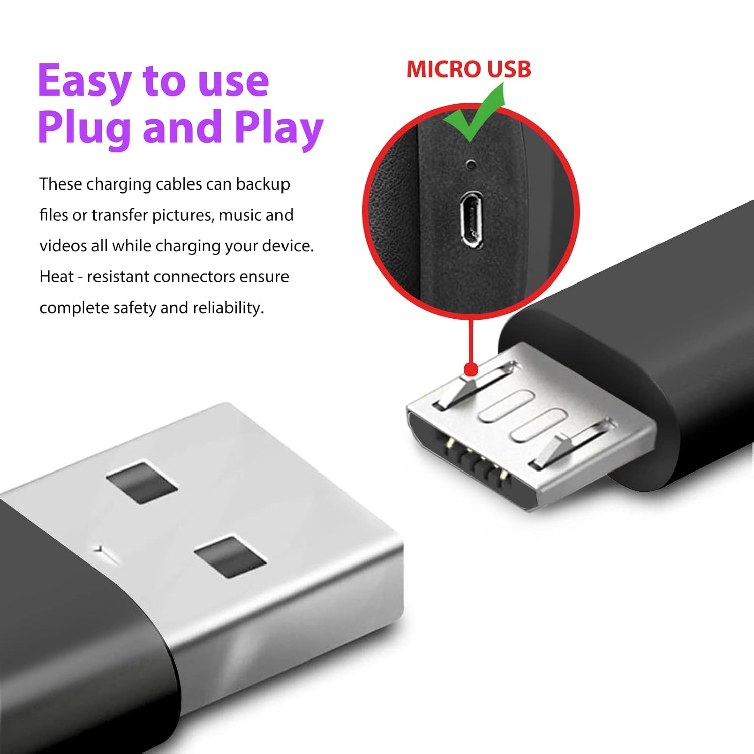 Corsair 5ft Replacement Micro USB Fast Charger Cable Cord for HS70, HS70 Pro, Void RGB Elite, Void Pro RGB Headphones, HyperX Cloud Flight Wireless