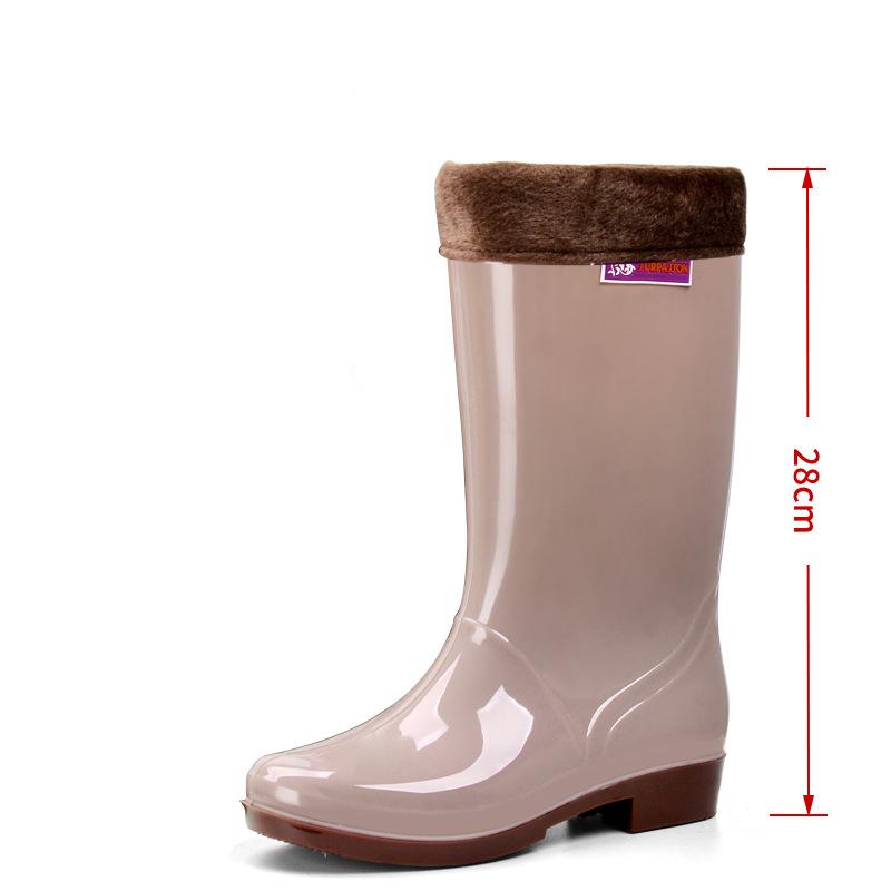 Women's Rain Boots Solid Color Non-slip Waterproof Rubber Sole Glue Adult Tall Rain Boots