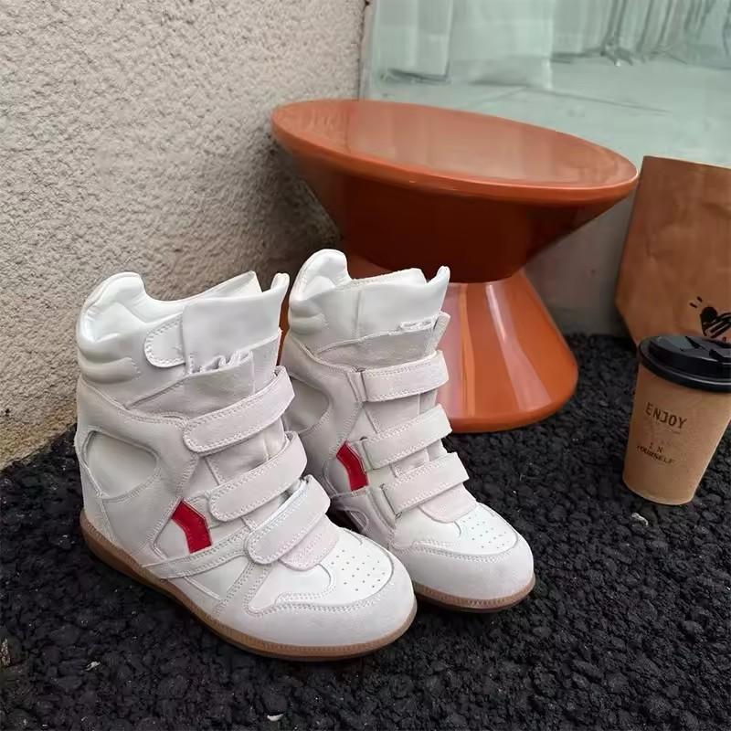 Retro Damen Kurzstiefel mit dicker Sohle Lässige Damen Sneaker mit Höhenvergrößerung High-Top Design Wander-Knöchelstiefel Sportschuhe