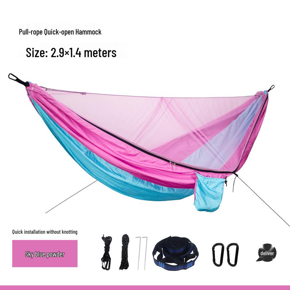 Army Green Quick Open Mosquito Net Hammock - Durable Nylon Outdoor Gear