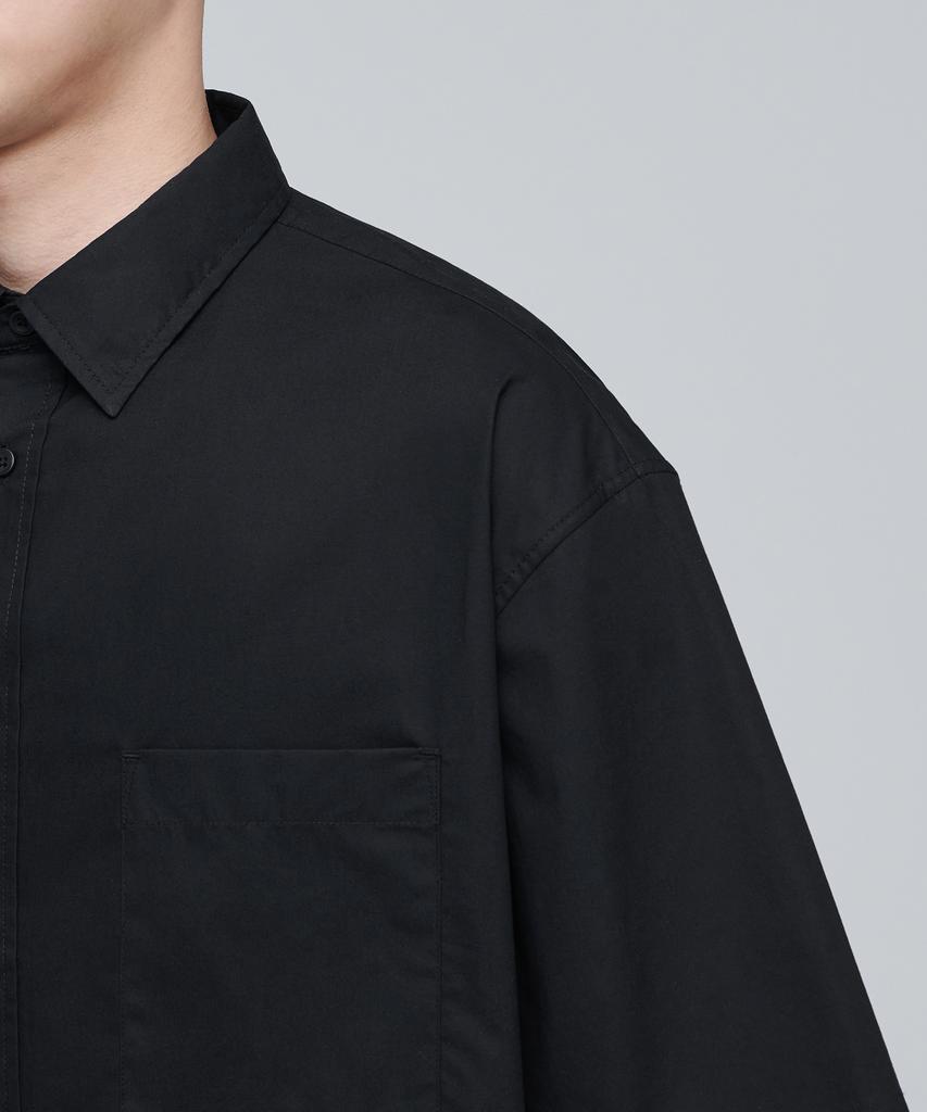 MUSINSA STANDARD Oversized Poplin Short Sleeve Shirt [Black]