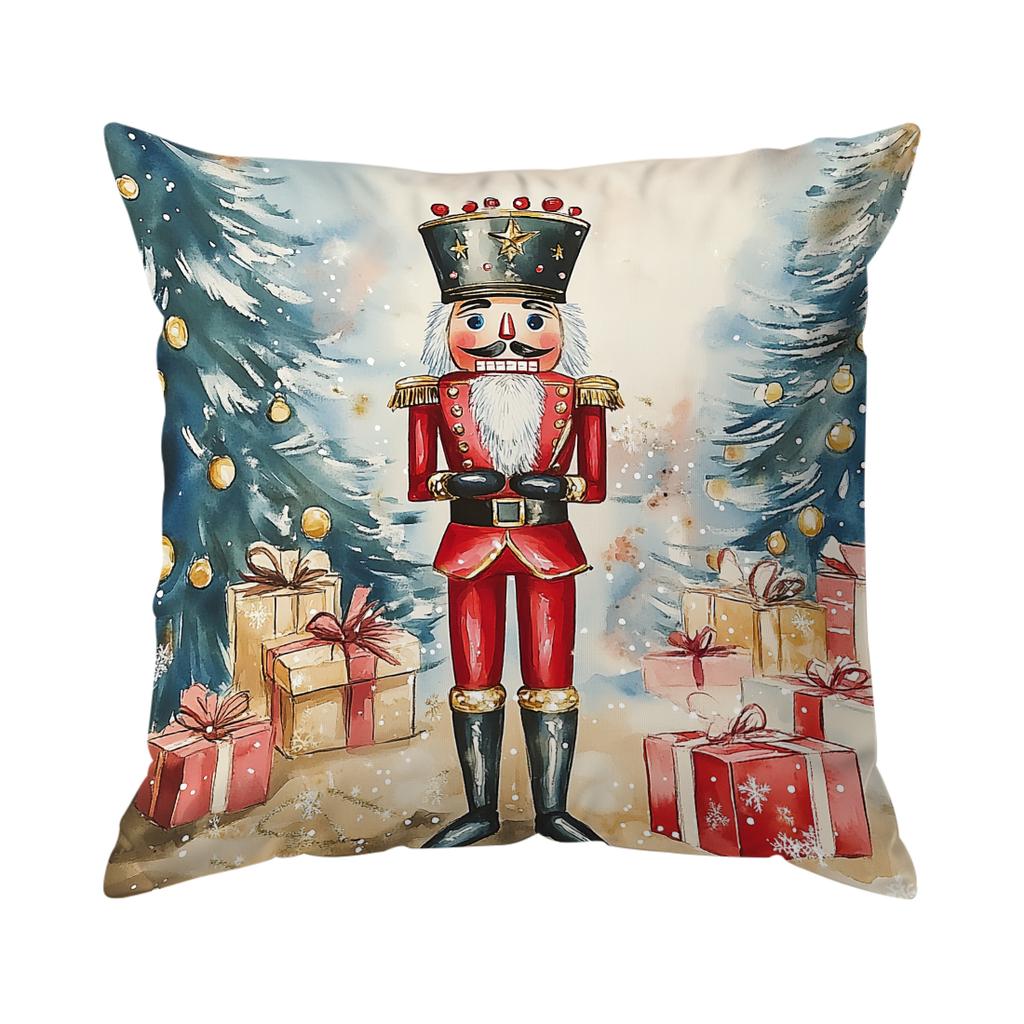 Christmas Nutcracker Cushions Pillowcase Polyester Cushion Cover Throw Pillow Sofa Decoration Pillowcover Home Decor