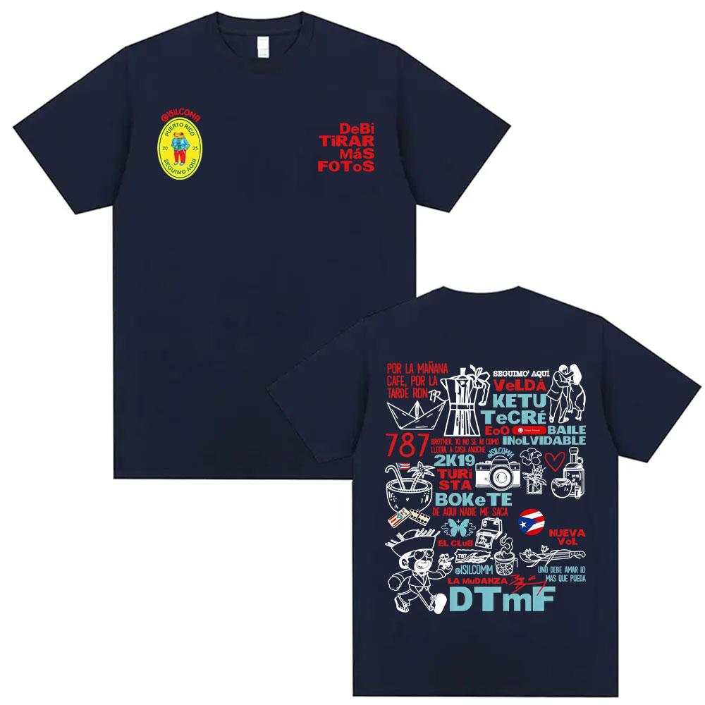 Bad Bunny Debi Tirar Mas Fotos DTMF Album Print T Shirt Men Women Casual Cotton Oversized Tee Shirt Retro Hip Hop Summer Tshirt