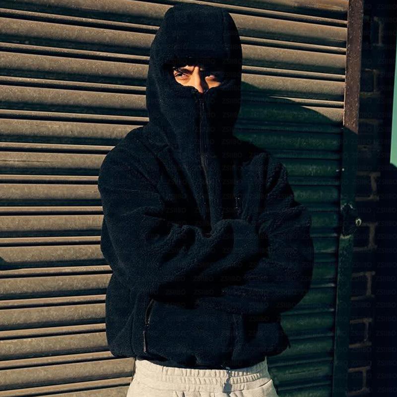 Y2K letter trendy casual loose autumn and winter high neck warm hooded zipper sweatshirt