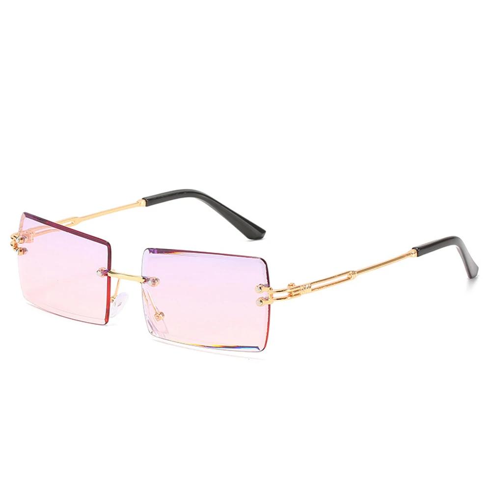 Rimless Rectangle Sun Glasses For Stylish Women And Men In Fashionable Brown Shades