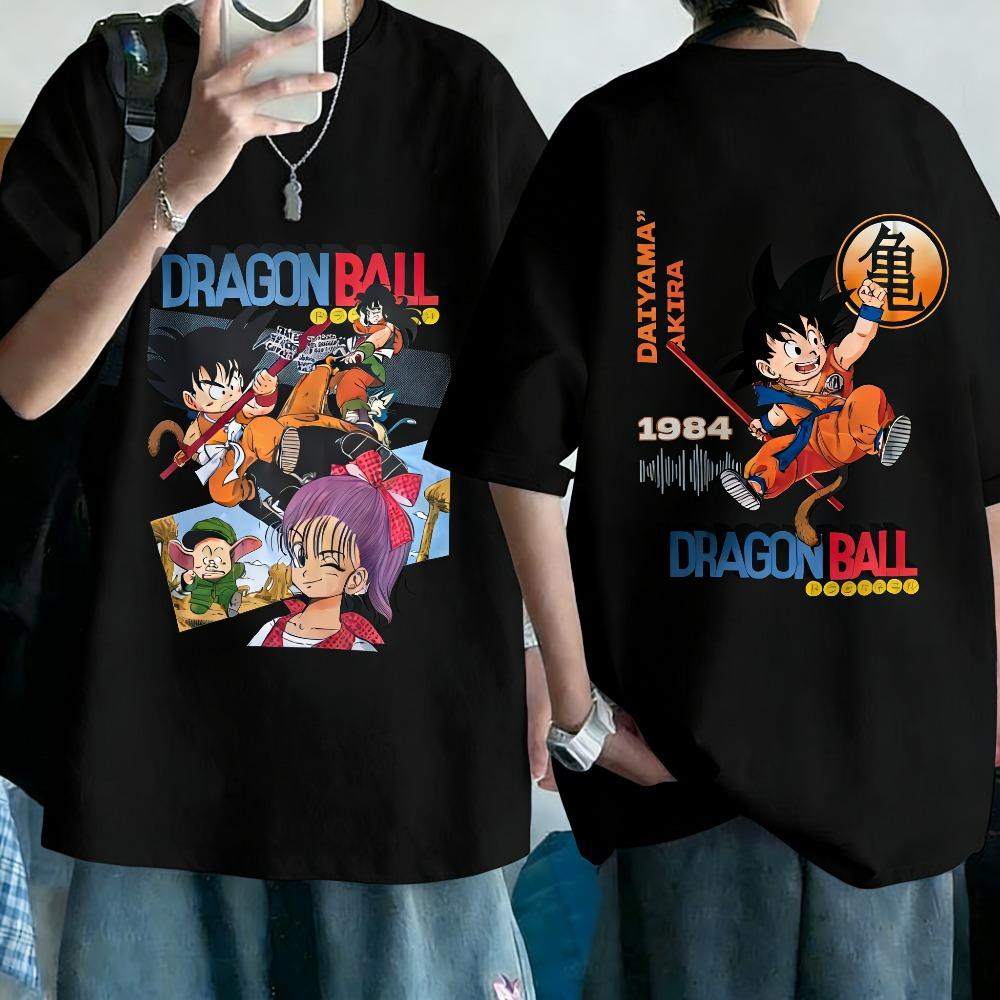 Plus Size Dragon Ball Anime Printed Men and Women Tshirt Casual Parent Child Tops Harajuku Style Summer Y2K Street Fashion