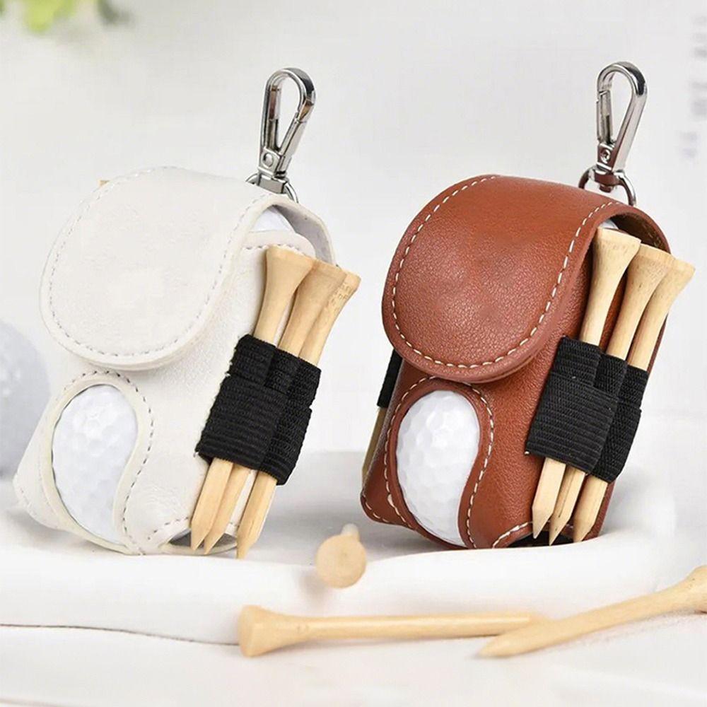 PU Leather Golf Ball Pouch Waist-Hanging Golf Ball Container  Golf Accessories