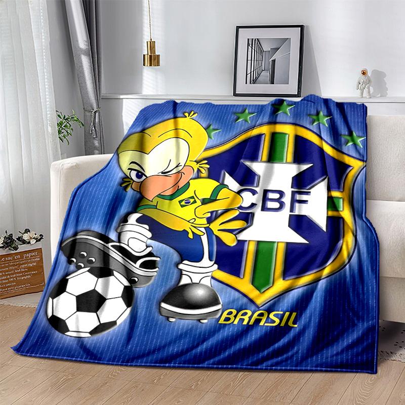 1pc Brazilian Soccer Mascot Flannel Blanket Soft Warm Throw Blanket for Bedroom Living Room Bed Travel Camping Picnic Gift. MT71501128