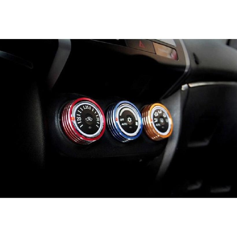 Aluminum 3-Color Central Console AC Knob Trim 3X For Mitsubishi Lancer EVO 07-17