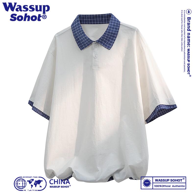 Wassup Sohot Men s Summer Plaid Polo Shirt L