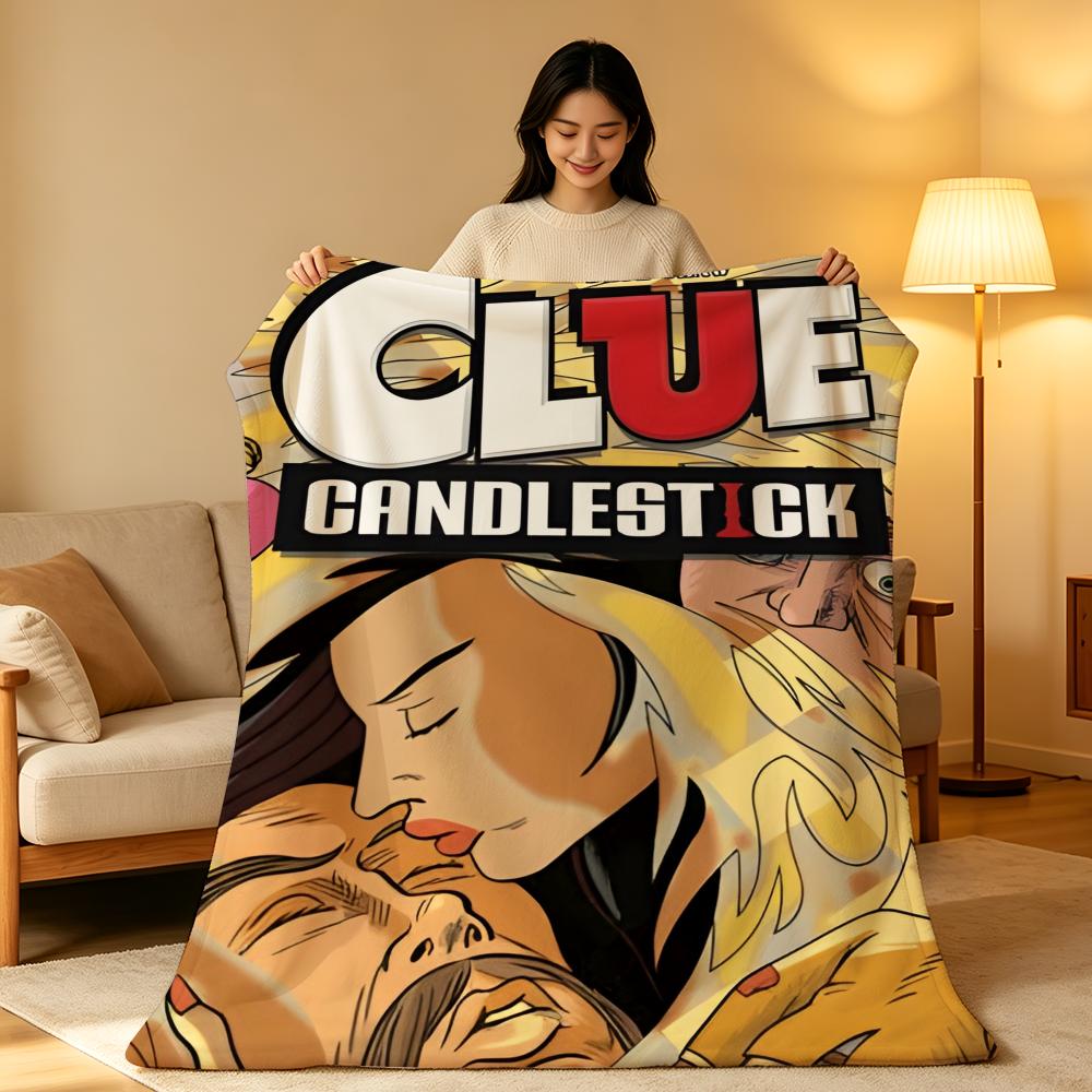 Game C-Cluedo C-Clue Throw High-Density Short Plush Blanket Soft Skin-Friendly for Sofa Nap Air-Conditioned Room