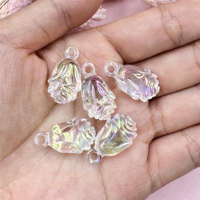 5pcs 13*24mm Acrylic Champagne Rose Loose Beads For Bracelet Necklace Making Fashion DIY Jewelry Accessories