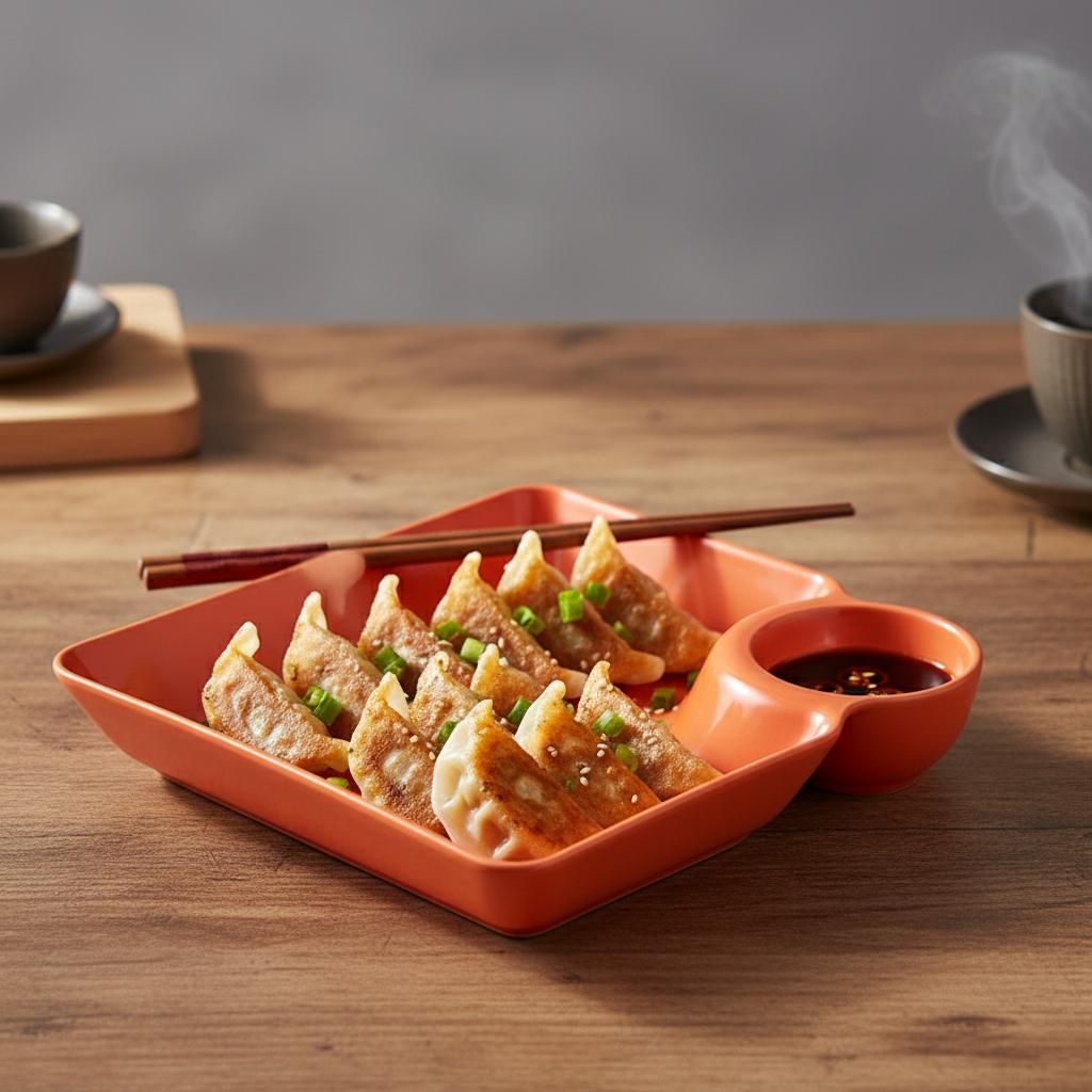 Japanische Stil Knödelplatte Mit Soßenschale Getrenntes Design Für Den Heimgebrauch Snack Serviertablett