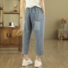 LANGSHA Women's High-Waist Harem Denim Capris