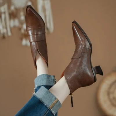 Mode Alien Folkel Stiefel Damenmode Spitzschuh Paneled Reißverschluss hinten Rutschfest Abriebfest Stiefeletten