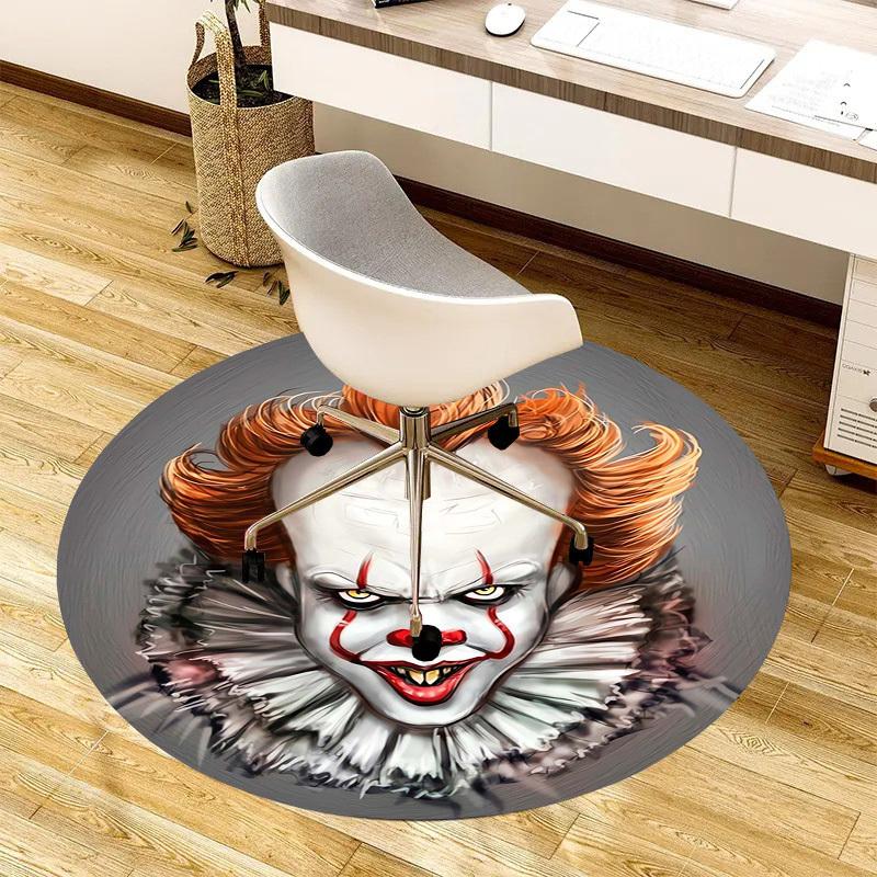 1pc Pennywise Clown Horror Round carpet, Made of Polyester,Perfect for Decorating Office Chairs, Living Rooms fplt128