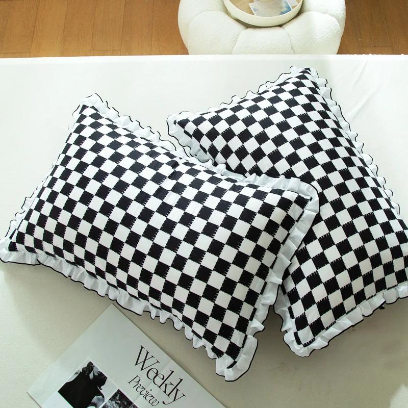 

Наволочка с рисунком черных и белых клавиш для диванной подушки с оборками, Чехол для офисной подушки на кровать, Дизайн узора, Постельное белье для спальни взрослого 48x74cm 1pc
