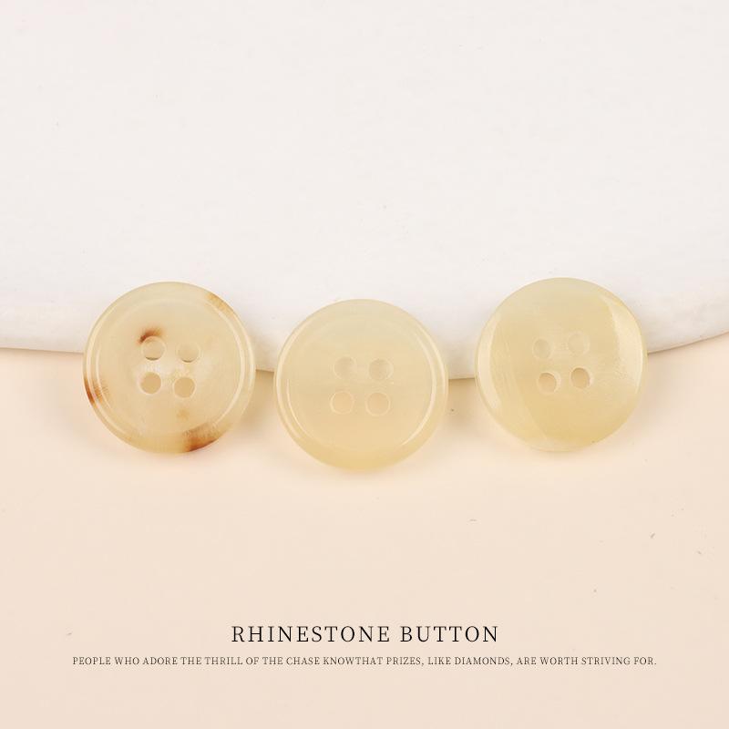 

5pcs Yellow Horn Buttons High-End Shirt Cardigan Sweater Top Buttons Chinese Hanfu Cheongsam Button Accessories 11mm yellow horn round edge