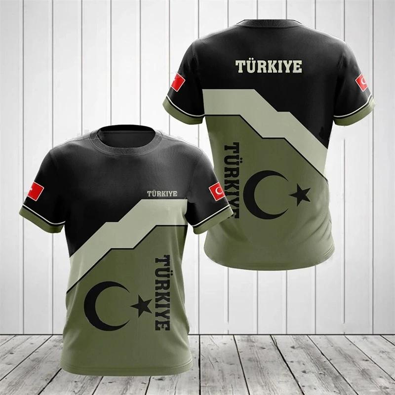 Turkey Flag Men's T-shirts Forest Camouflage Print Clothing Ropa Hombre Summer O-neck Oversized Fashion Short Sleeve Male Tops