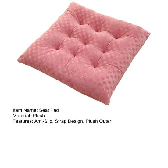 Seat Pad Anti-Slip Strap Design Soft Texture Plush High Elasticity Protective Washable Thickened Student Square Chair Cushion for Home