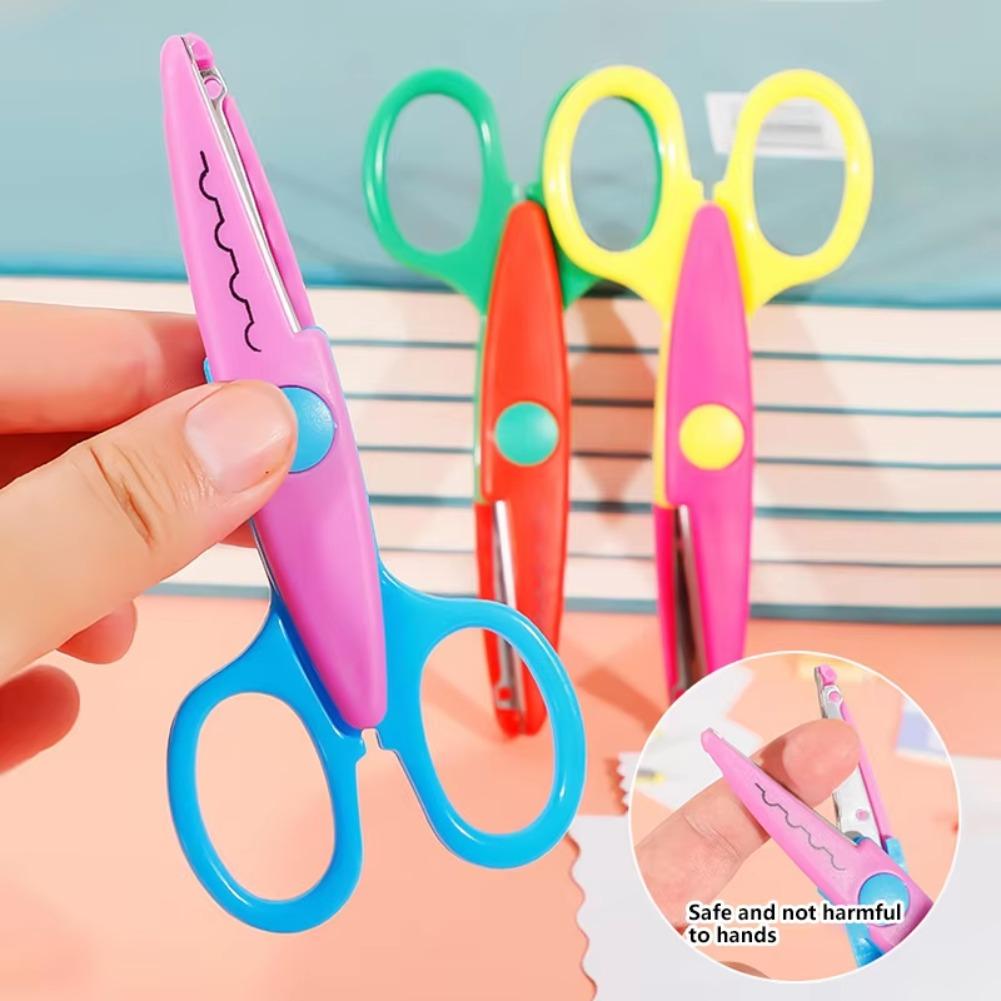 DIY Lace Paper Scissors Student Decorative Edge Cutting Safety Scissors Comfortable Grip for Album Scrapbook Craft Art Tool Set