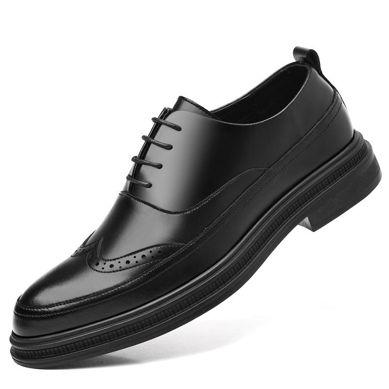 Leather Shoes Men's Brock Business Dress Casual Leather Shoes Spring and Autumn Retro Leather Shoes Best Man Dress Shoes
