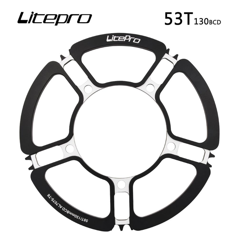 Litepro 53T Petal Chainring 56 58T 5 Hole Aluminum Alloy Crankset Folding Bike 130BCD Sprocket Chainwheel 53T black chainring