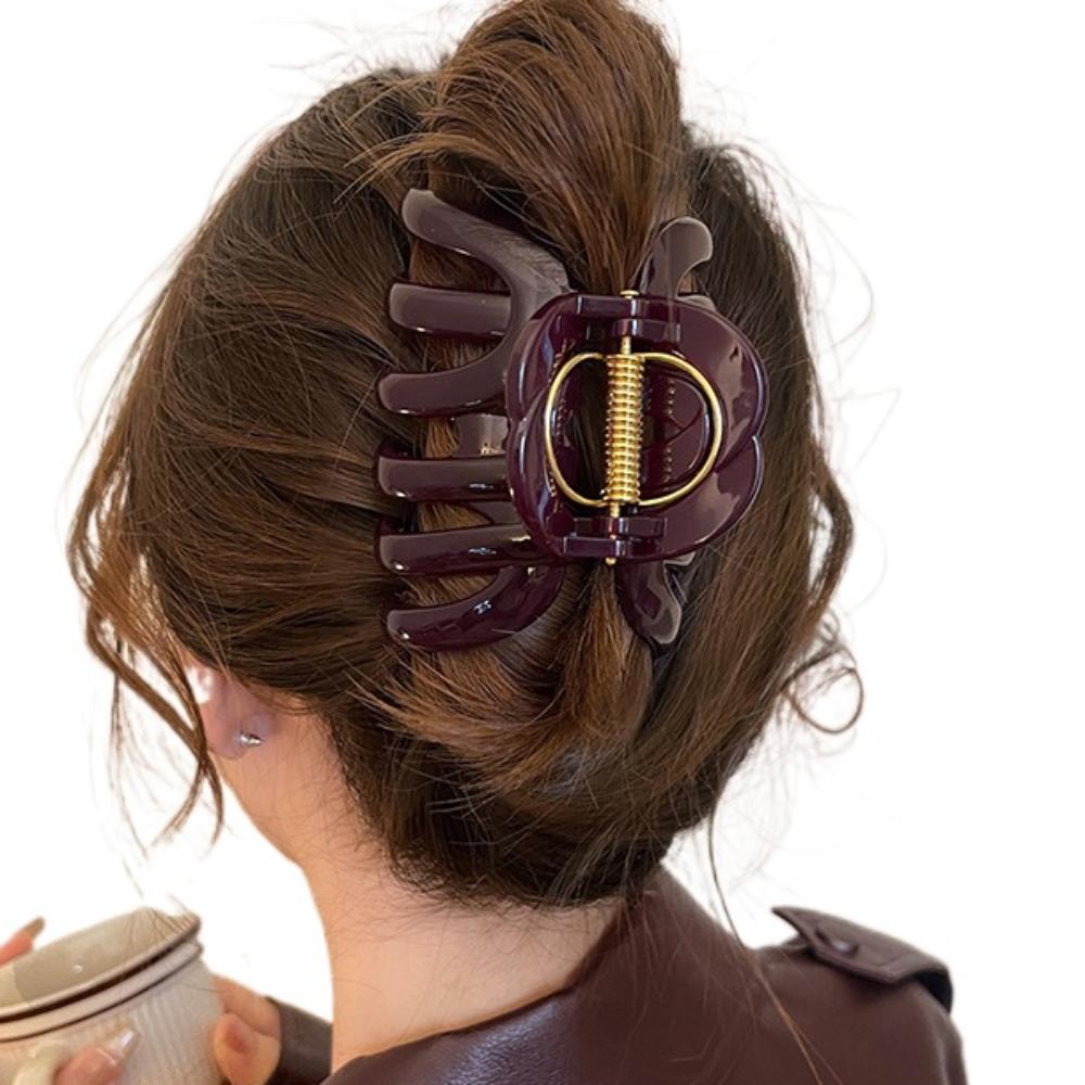 Updo French Style Pumpkin Hair Claw Large Cute Hair Grab Temperament 9cm/3.54inch Shark Clip Female