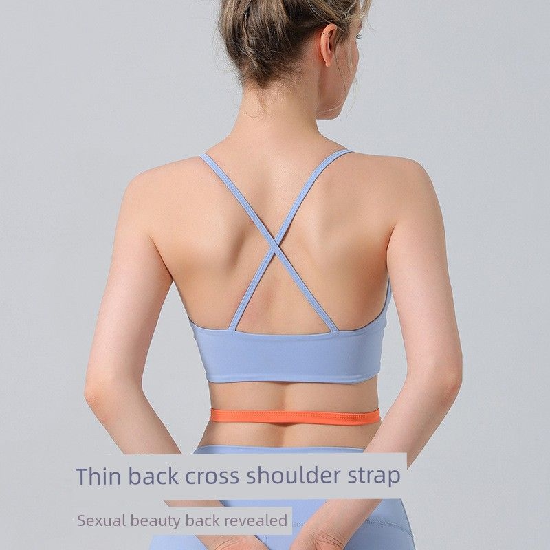 Foreign Trade Cross-Border Fashion Sports Bra with Chest Pad Bubble Wrap Fitness Quick-Drying Intimates Beautiful Vest Yoga Clothes Suit Women